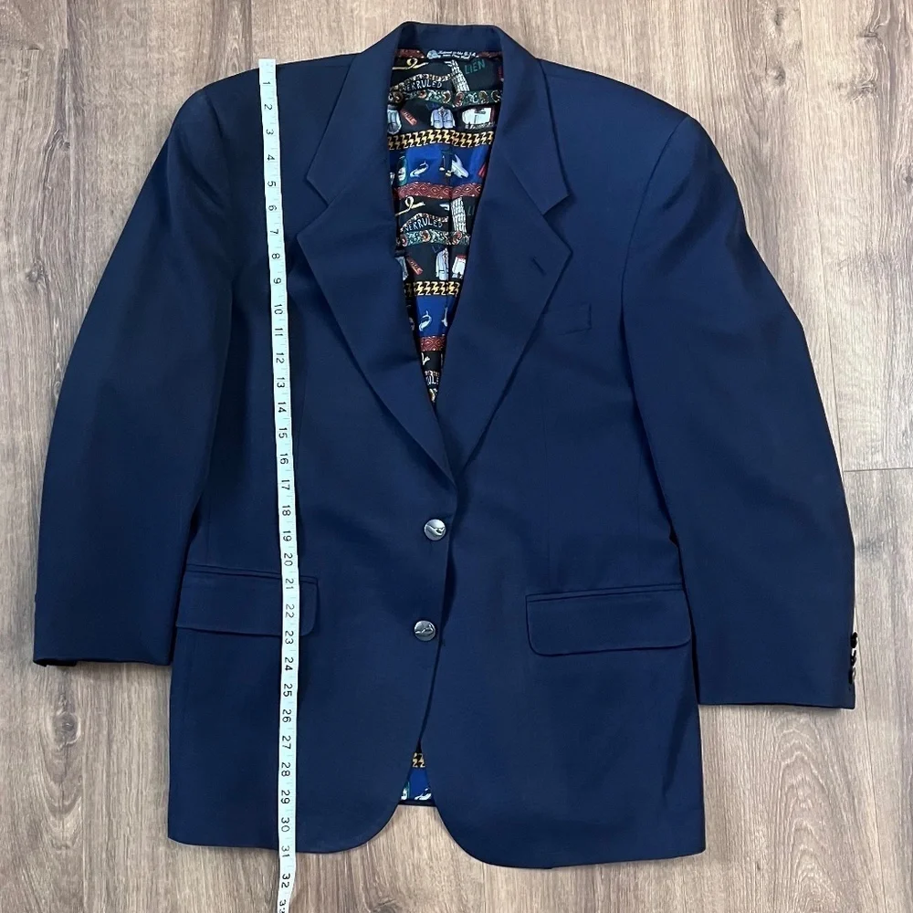 Nicole Miller Vintage Navy Wool Suit Jacket Blazer Sport Coat Sz 40R